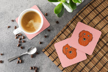 Load image into Gallery viewer, Checkerboard Pink Longhair Red Dachshund Coasters - Set of 4 Lightweight Foam, Absorbent Drink Coasters BB1214FC