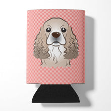 Load image into Gallery viewer, Checkerboard Pink Cocker Spaniel Can or Bottle Hugger BB1216CC