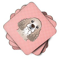 Load image into Gallery viewer, Checkerboard Pink Cocker Spaniel Coasters - Set of 4 Lightweight Foam, Absorbent Drink Coasters BB1216FC