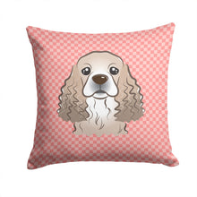 Load image into Gallery viewer, Checkerboard Pink Cocker Spaniel Canvas Throw Pillow - 14x14 Decorative Pillow – Art for Your Home &amp; Patio BB1216PW1414