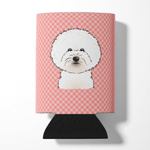 Load image into Gallery viewer, Checkerboard Pink Bichon Frise Can or Bottle Hugger BB1217CC