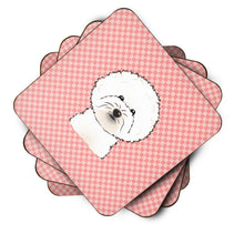 Load image into Gallery viewer, Checkerboard Pink Bichon Frise Coasters - Set of 4 Lightweight Foam, Absorbent Drink Coasters BB1217FC