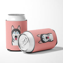 Load image into Gallery viewer, Checkerboard Pink Alaskan Malamute Can or Bottle Hugger BB1218CC