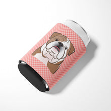 Load image into Gallery viewer, Checkerboard Pink English Bulldog  Can or Bottle Hugger BB1219CC
