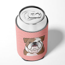 Load image into Gallery viewer, Checkerboard Pink English Bulldog  Can or Bottle Hugger BB1219CC