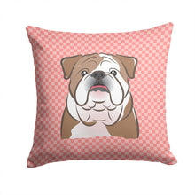 Load image into Gallery viewer, Checkerboard Pink English BulldogThrow Pillow - 14x14 Decorative Pillow – Art for Your Home &amp; Patio BB1219PW1414