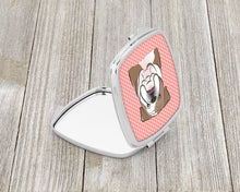 Load image into Gallery viewer, Checkerboard Pink English Bulldog  Compact Mirror – Stylish Purse Mirror with Artistic Covers BB1219SCM