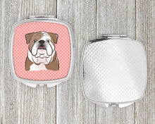 Load image into Gallery viewer, Checkerboard Pink English Bulldog  Compact Mirror – Stylish Purse Mirror with Artistic Covers BB1219SCM