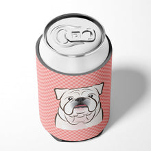Load image into Gallery viewer, Checkerboard Pink White English Bulldog  Can or Bottle Hugger BB1220CC