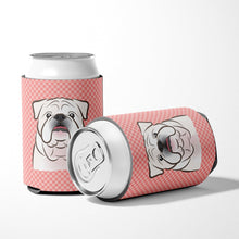 Load image into Gallery viewer, Checkerboard Pink White English Bulldog  Can or Bottle Hugger BB1220CC