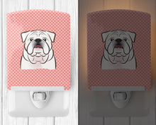 Load image into Gallery viewer, Checkerboard Pink White English Bulldog  Ceramic Night Light BB1220CNL