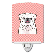 Load image into Gallery viewer, Checkerboard Pink White English Bulldog  Ceramic Night Light BB1220CNL