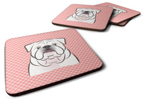 Load image into Gallery viewer, Checkerboard Pink White English Bulldog  Coasters - Set of 4 Lightweight Foam, Absorbent Drink Coasters BB1220FC