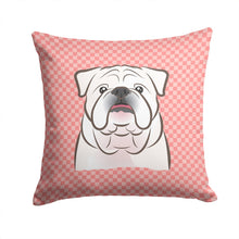 Load image into Gallery viewer, Checkerboard Pink White English BulldogThrow Pillow - 14x14 Decorative Pillow – Art for Your Home &amp; Patio BB1220PW1414