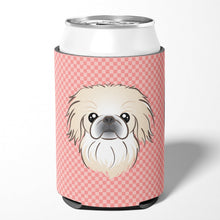 Load image into Gallery viewer, Checkerboard Pink Pekingese Can or Bottle Hugger BB1221CC