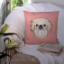 Load image into Gallery viewer, Checkerboard Pink Pekingese Canvas Throw Pillow - 14x14 Decorative Pillow – Art for Your Home &amp; Patio BB1221PW1414