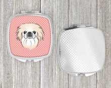 Load image into Gallery viewer, Checkerboard Pink Pekingese Compact Mirror – Stylish Purse Mirror with Artistic Covers BB1221SCM