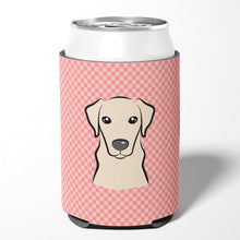 Load image into Gallery viewer, Checkerboard Pink Yellow Labrador Can or Bottle Hugger BB1222CC