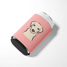 Load image into Gallery viewer, Checkerboard Pink Yellow Labrador Can or Bottle Hugger BB1222CC