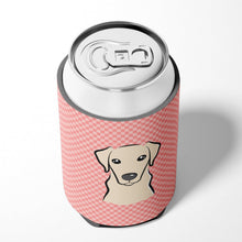 Load image into Gallery viewer, Checkerboard Pink Yellow Labrador Can or Bottle Hugger BB1222CC