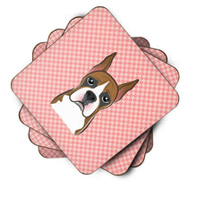 Load image into Gallery viewer, Checkerboard Pink Boxer Coasters - Set of 4 Lightweight Foam, Absorbent Drink Coasters BB1223FC