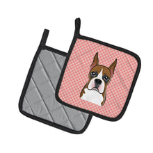 Load image into Gallery viewer, Checkerboard Pink Boxer Pot Holders - Set of 2 - Heat-Resistant Kitchen Essentials BB1223PTHD