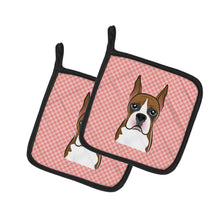 Load image into Gallery viewer, Checkerboard Pink Boxer Pot Holders - Set of 2 - Heat-Resistant Kitchen Essentials BB1223PTHD