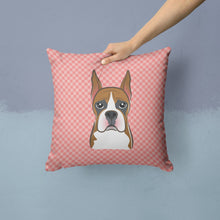 Load image into Gallery viewer, Checkerboard Pink Boxer Canvas Throw Pillow - 14x14 Decorative Pillow – Art for Your Home &amp; Patio BB1223PW1414