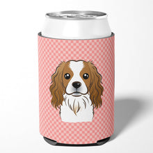 Load image into Gallery viewer, Checkerboard Pink Cavalier Spaniel Can or Bottle Hugger BB1224CC