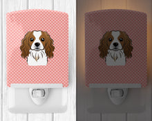 Load image into Gallery viewer, Checkerboard Pink Cavalier Spaniel Ceramic Night Light BB1224CNL