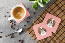 Load image into Gallery viewer, Checkerboard Pink Cavalier Spaniel Coasters - Set of 4 Lightweight Foam, Absorbent Drink Coasters BB1224FC