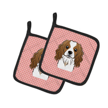 Load image into Gallery viewer, Checkerboard Pink Cavalier Spaniel Pot Holders - Set of 2 - Heat-Resistant Kitchen Essentials BB1224PTHD