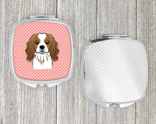 Load image into Gallery viewer, Checkerboard Pink Cavalier Spaniel Compact Mirror – Stylish Purse Mirror with Artistic Covers BB1224SCM