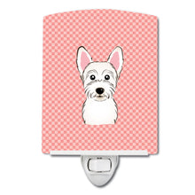 Load image into Gallery viewer, Checkerboard Pink Westie Ceramic Night Light BB1226CNL