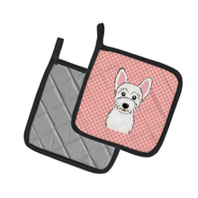 Load image into Gallery viewer, Checkerboard Pink Westie Pot Holders - Set of 2 - Heat-Resistant Kitchen Essentials BB1226PTHD