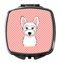 Load image into Gallery viewer, Checkerboard Pink Westie Compact Mirror – Stylish Purse Mirror with Artistic Covers BB1226SCM
