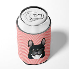 Load image into Gallery viewer, Checkerboard Pink French Bulldog Can or Bottle Hugger BB1227CC