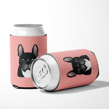Load image into Gallery viewer, Checkerboard Pink French Bulldog Can or Bottle Hugger BB1227CC