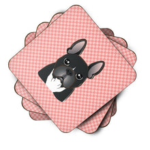 Load image into Gallery viewer, Checkerboard Pink French Bulldog Coasters - Set of 4 Lightweight Foam, Absorbent Drink Coasters BB1227FC
