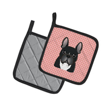 Load image into Gallery viewer, Checkerboard Pink French Bulldog Pot Holders - Set of 2 - Heat-Resistant Kitchen Essentials BB1227PTHD