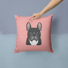 Load image into Gallery viewer, Checkerboard Pink French Bulldog Canvas Throw Pillow - 14x14 Decorative Pillow – Art for Your Home &amp; Patio BB1227PW1414
