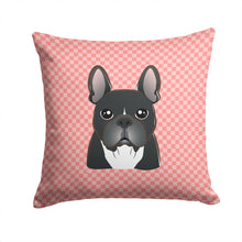 Load image into Gallery viewer, Checkerboard Pink French Bulldog Canvas Throw Pillow - 14x14 Decorative Pillow – Art for Your Home &amp; Patio BB1227PW1414