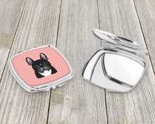Load image into Gallery viewer, Checkerboard Pink French Bulldog Compact Mirror – Stylish Purse Mirror with Artistic Covers BB1227SCM