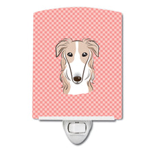 Load image into Gallery viewer, Checkerboard Pink Borzoi Ceramic Night Light BB1228CNL