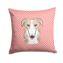 Load image into Gallery viewer, Checkerboard Pink Borzoi Canvas Throw Pillow - 14x14 Decorative Pillow – Art for Your Home &amp; Patio BB1228PW1414