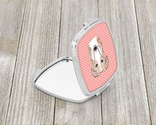 Load image into Gallery viewer, Checkerboard Pink Borzoi Compact Mirror – Stylish Purse Mirror with Artistic Covers BB1228SCM
