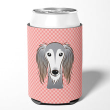 Load image into Gallery viewer, Checkerboard Pink Saluki Can or Bottle Hugger BB1229CC