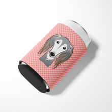 Load image into Gallery viewer, Checkerboard Pink Saluki Can or Bottle Hugger BB1229CC
