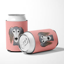 Load image into Gallery viewer, Checkerboard Pink Saluki Can or Bottle Hugger BB1229CC