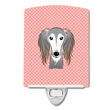 Load image into Gallery viewer, Checkerboard Pink Saluki Ceramic Night Light BB1229CNL
